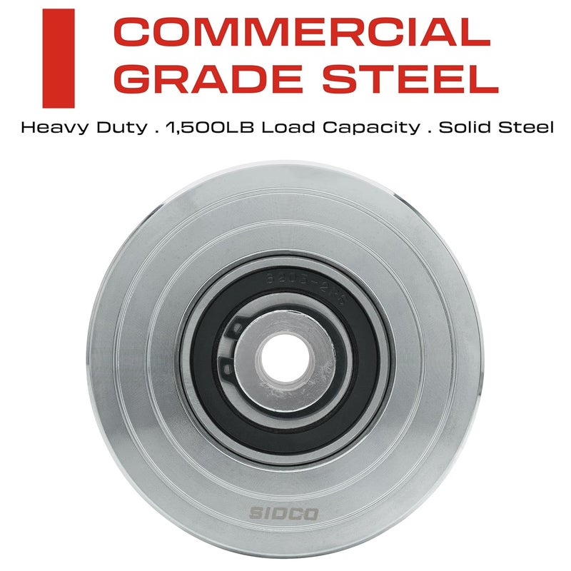 Sidco Supply 3.5 Inch V-Groove Wheel - Solid Steel - Heavy Duty - Inverted V Shape Wheel for Sliding Gates - Image 2